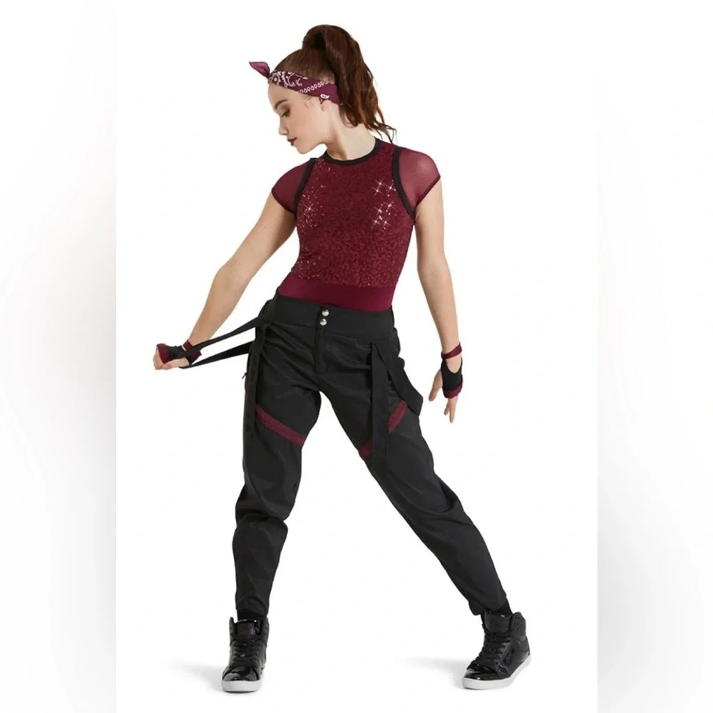 Weissman Black Cherry Style 12400 Dance Costume Child Large – Leotard & Pants